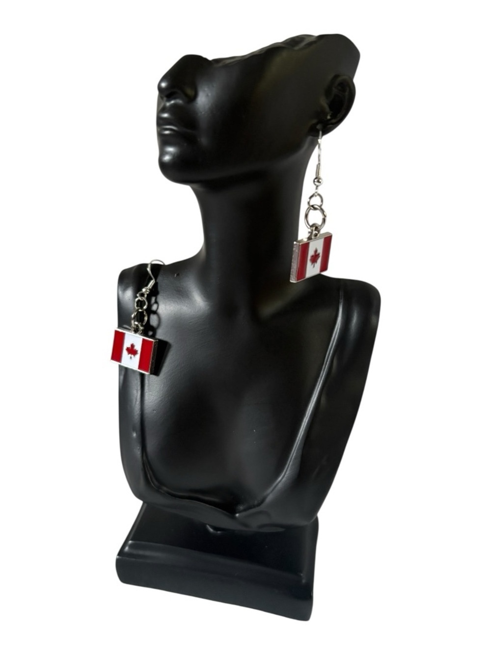 Canadian Flag Dangle Earrings. 1 pair. Red & White
